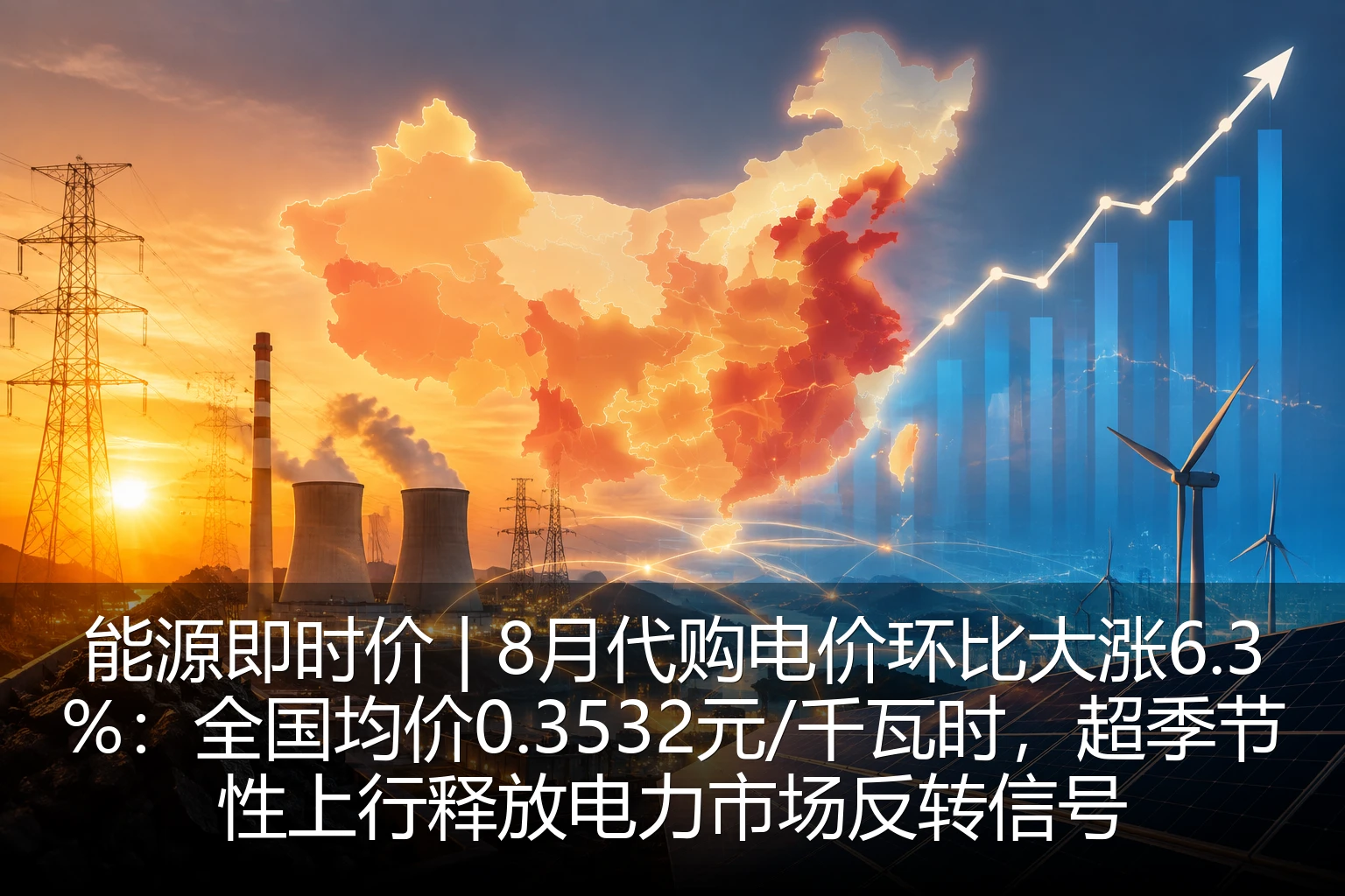 能源即时价 | 8月代购电价环比大涨6.3%：全国均价0.3532元/千瓦时，超季节性上行释放电力市场反转信号