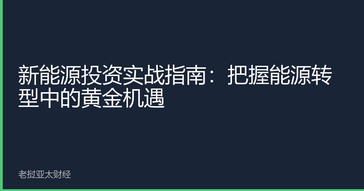 新能源投资实战指南：把握能源转型中的黄金机遇