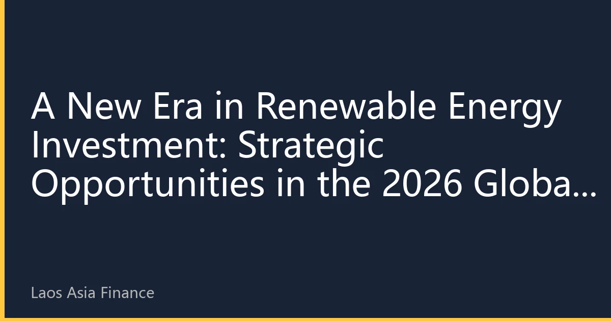 A New Era in Renewable Energy Investment: Strategic Opportunities in the 2026 Global Energy Transition